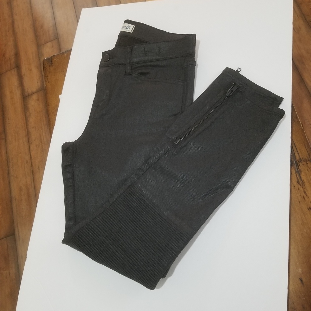 Madewell Skinny Skinny Black Coated Moto Jeans
